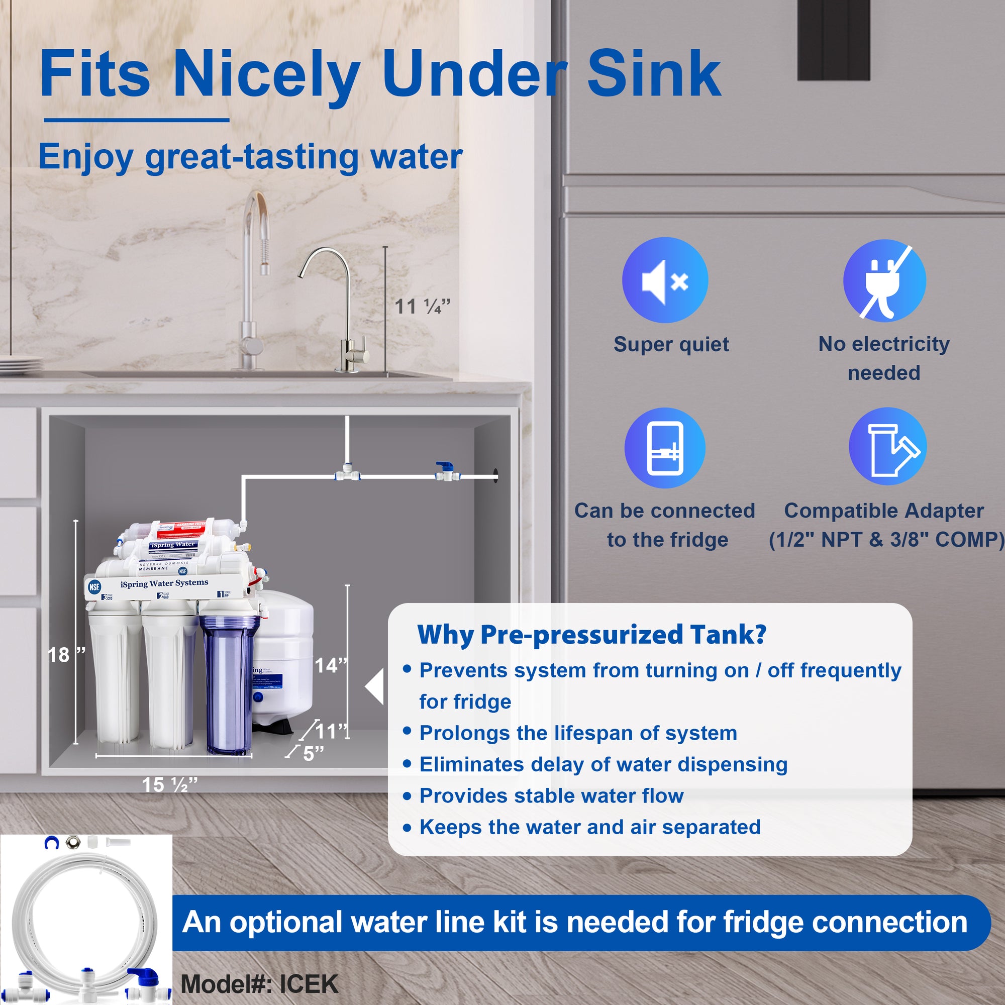 6-Stage RCC7AK, NSF Certified 75 GPD, Alkaline Reverse Osmosis System for Drinking Water for Kitchen Sink